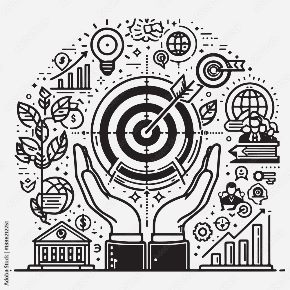 Fototapeta premium Goal, sales, target icon. Vector graphics stock illustration