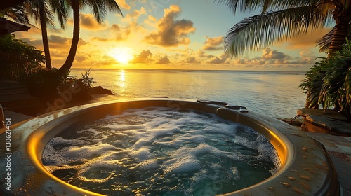 A luxurious spa experience overlooking a beautiful ocean sunset