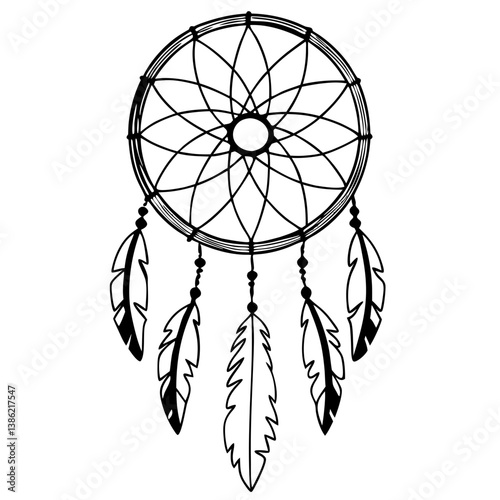 vector illustration of a tribal dreamcatcher tattoo