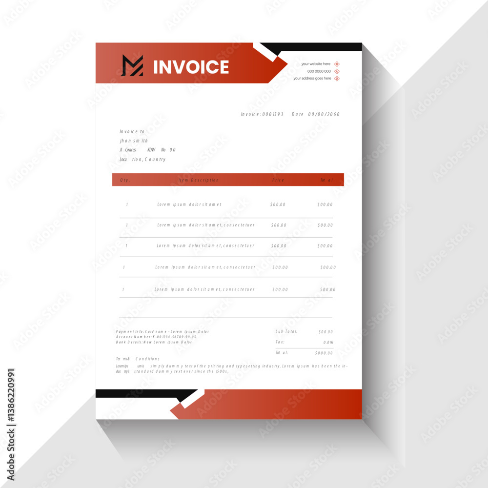 Obraz premium Modern & Clean Invoice Layout template design