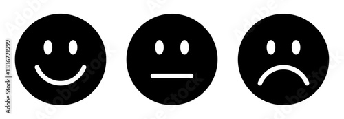 Rating emoji icon set. Rating and feedback emoji collection .  Very happy, neutral, very sad emojis icon. Emoji, feedback, icons.