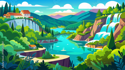 beautiful view over plitvice lakes, Croatia