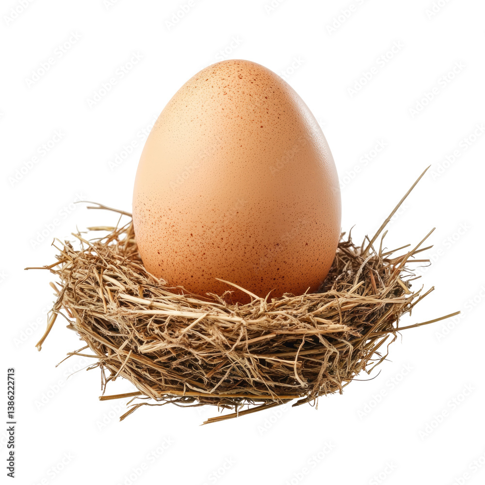 Small egg is sitting on a nest made of straw. PNG, Transparent Small egg is sitting on a nest made of straw. PNG, Transparent