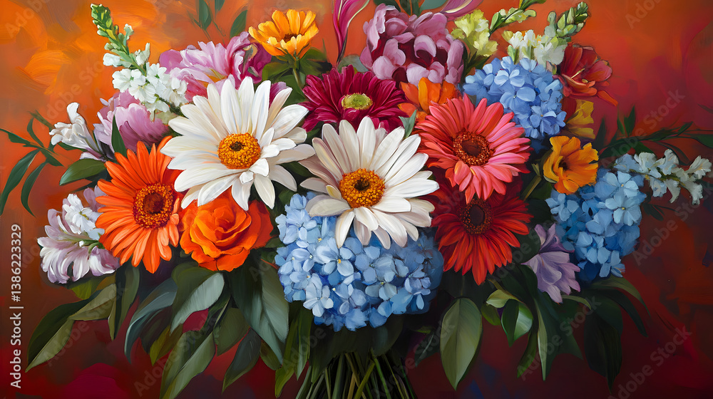 A lively bouquet of vibrant gerbera, lilies, and peonies, perfect for brightening up any room with summer colors.A lively bouquet of vibrant gerbera, lilies, and peonies, perfect for brightening up an A lively bouquet of vibrant gerbera, lilies, and peonies, perfect for brightening up any room with summer colors.A lively bouquet of vibrant gerbera, lilies, and peonies, perfect for brightening up an