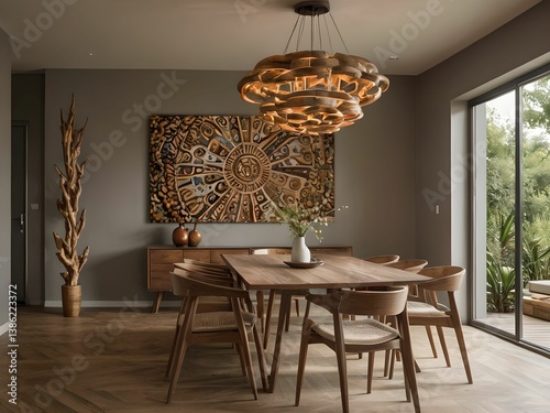 Wallpaper depicting a very luxurious and harmonious dining room.