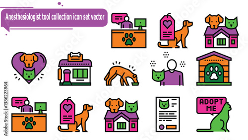 Anesthesiologist tool collection icon set vector