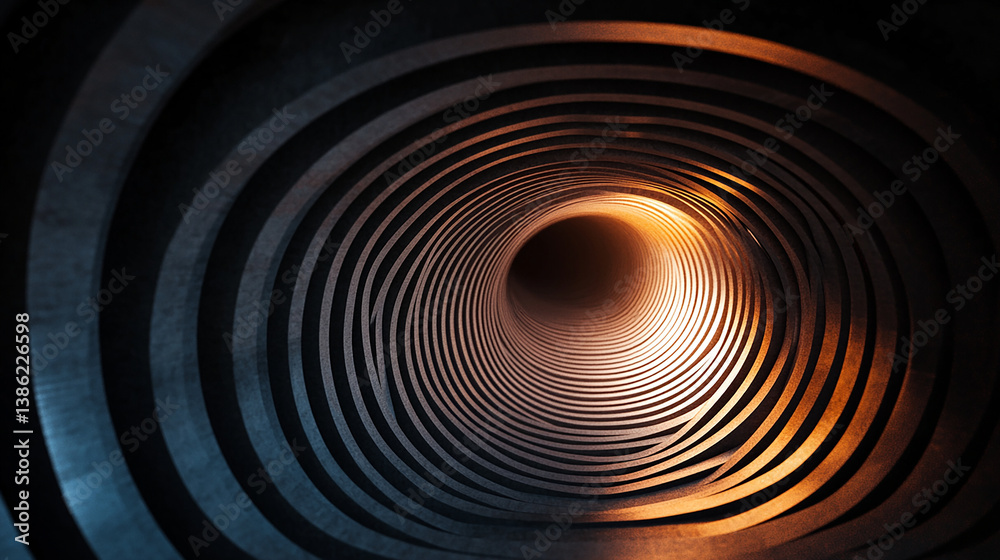 Fototapeta premium Light tunnel with converging lines centered perspect