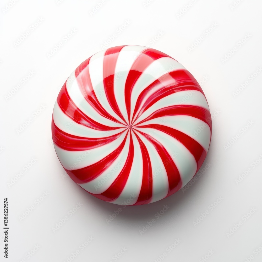 Close-up of Peppermint Candy with Swirls of Red and White Close-up of Peppermint Candy with Swirls of Red and White