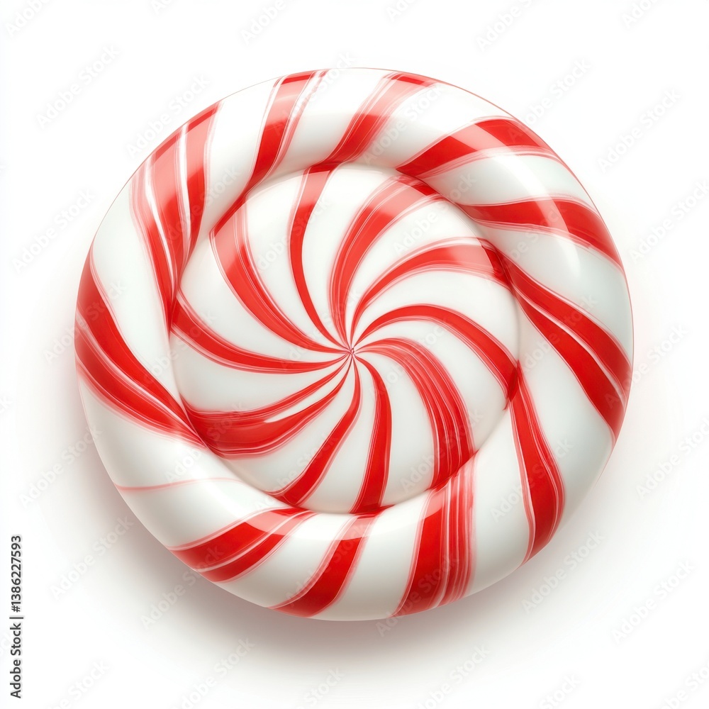 Lollipop Candy Red and White Swirl Overhead Sweet Treat Isolated Lollipop Candy Red and White Swirl Overhead Sweet Treat Isolated