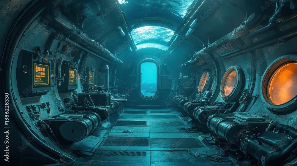 Obraz premium Underwater Research Station: Exploring the Depths