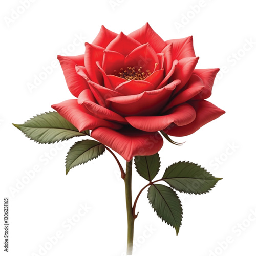 red rose on white background