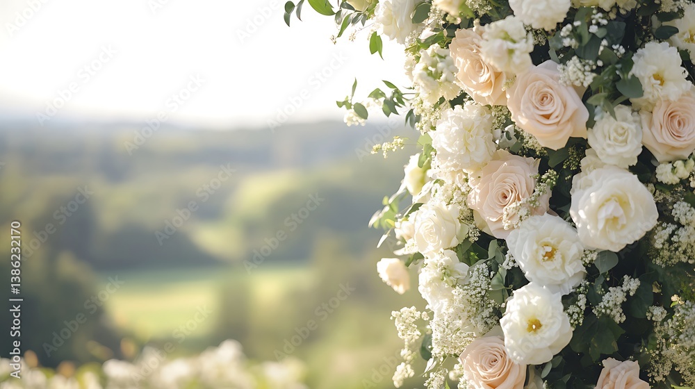 A beautiful arrangement of fresh white and cream colored flowers