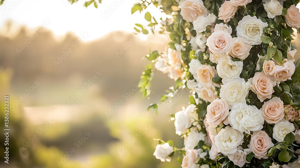 A beautiful floral arrangement adorned with roses and green foliage