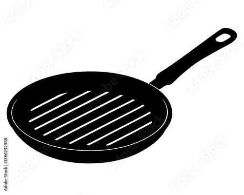 A Grill pan silhouette on white background.