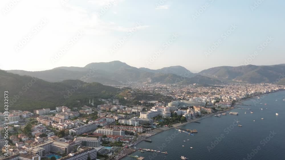 Marmaris, Turkey – Aerial View of Coastal Town and Mediterranean Landscape | 4K Drone Video Marmaris, Turkey – Aerial View of Coastal Town and Mediterranean Landscape | 4K Drone Video