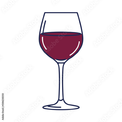 Red wine glass illustration against a clean white background  