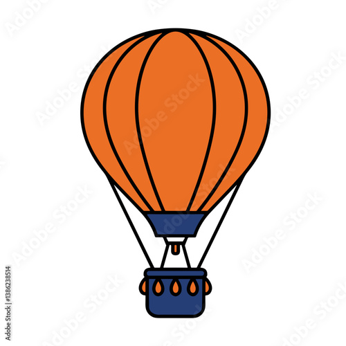 Colorful hot air balloon illustration in bright orange hues  
