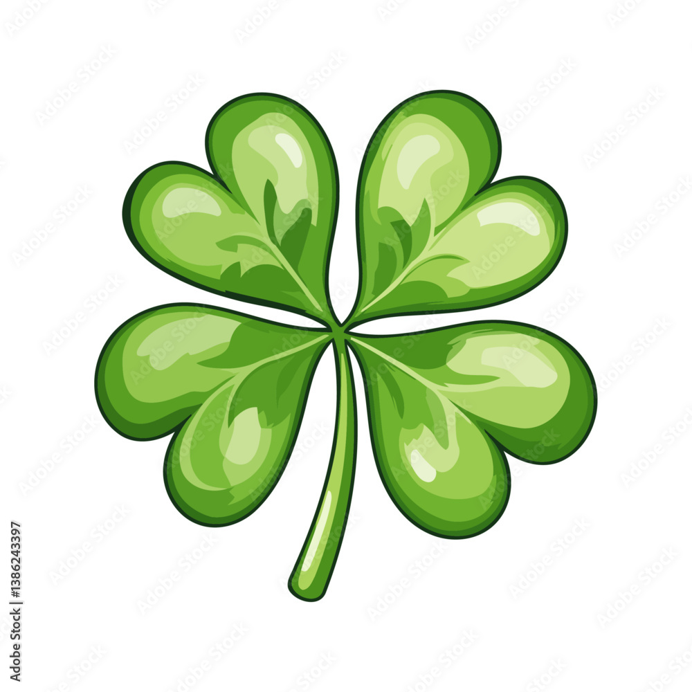 Fototapeta premium Simple Green Clover With Four Leaves