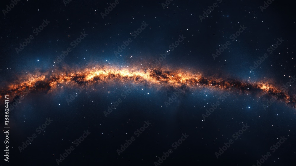 Obraz premium Milky Way Galaxy Panorama: Celestial River of Stars and Cosmic Dust