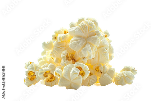 Tasty white cheddar popcorn ready for movie night isolated on transparent background