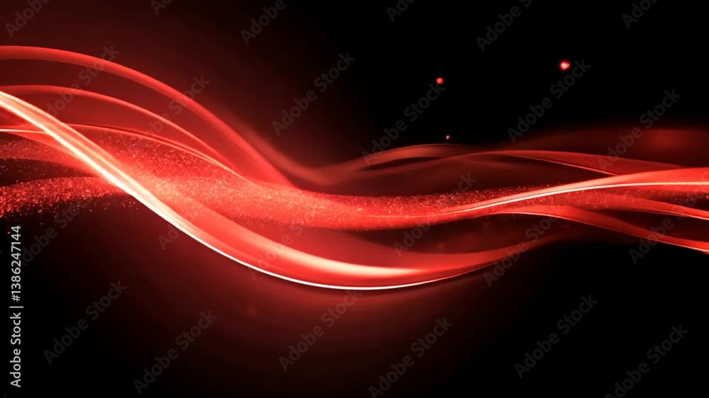 Abstract red waves flowing gracefully against a black background, creating a sense of motion and elegance