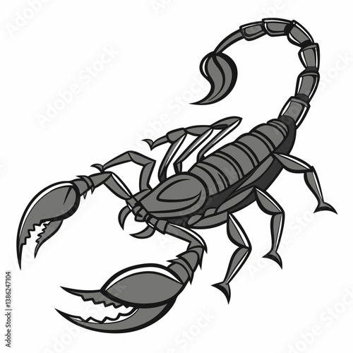 Vector illustration of a black spitting scorpion, detailed and realistic design for use in digital projects