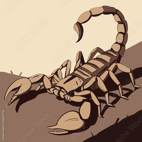 Vector illustration of a black spitting scorpion, detailed and realistic design for use in digital projects