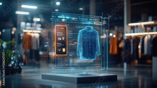 Virtual clothing display in modern retail store