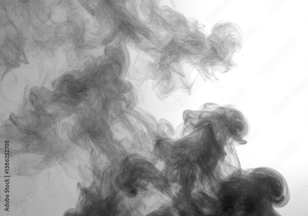 Abstract monochrome image featuring wisps of smoke against a bright white background creating contrast 100 Abstract monochrome image featuring wisps of smoke against a bright white background creating contrast 100