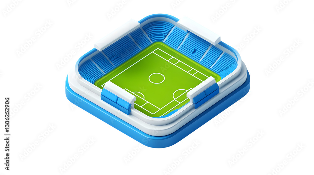 A vibrant 3D illustration of a football stadium with detailed seating and field markings ideal A vibrant 3D illustration of a football stadium with detailed seating and field markings ideal