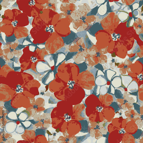 seamless pattern with flowers, vector design.