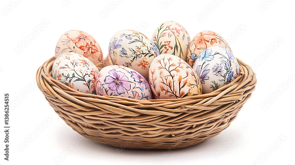 a basket of pastel painted eggs a basket of pastel painted eggs