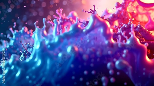 Artistic Video Of Abstract Fluid Watery Splashes With Innovative Patterning And Gentle Reflections, Evoking A Sense Of Beauty And Fluidity. Slow motion video.