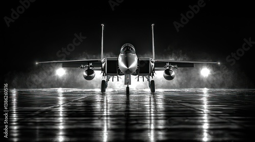 Night Flight: F-15 Eagle Stealth Fighter Jet on the Runway