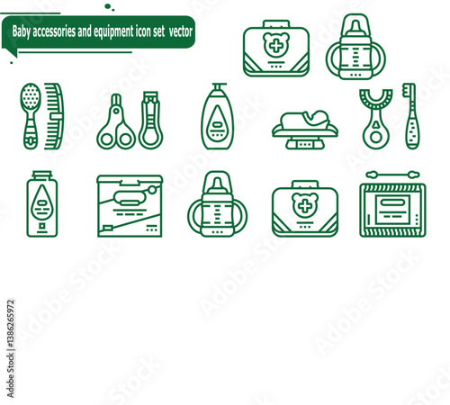 Baby accessories and equipment icon set  vector