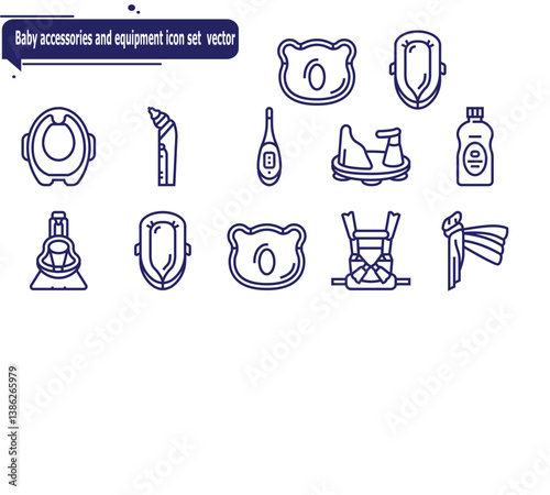 Baby accessories and equipment icon set  vector