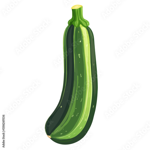 Flat vector zucchini, minimalist design, isolated on a white background.

