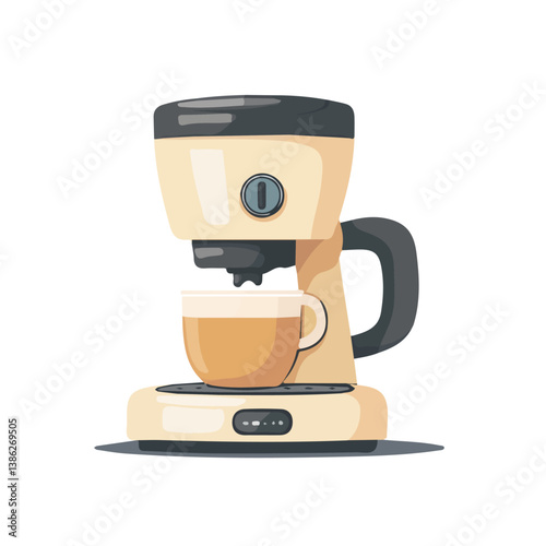Flat vector coffee maker, minimalist design, isolated on a white background.

