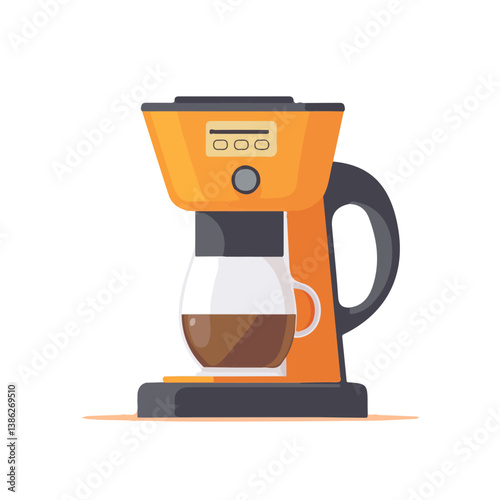 Flat vector coffee maker, minimalist design, isolated on a white background.


