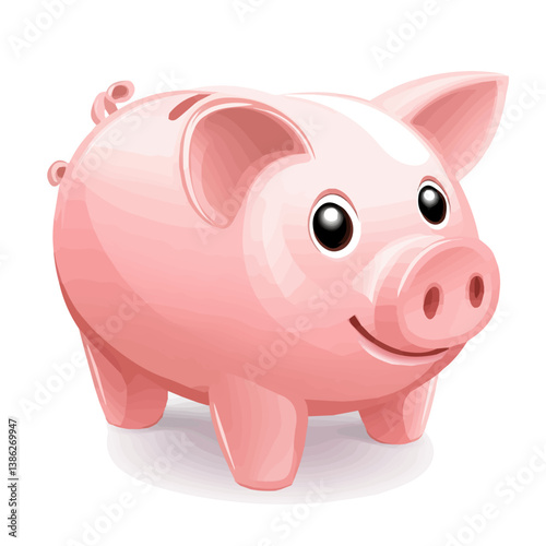 Flat vector piggy bank, minimalist design, isolated on a white background.

