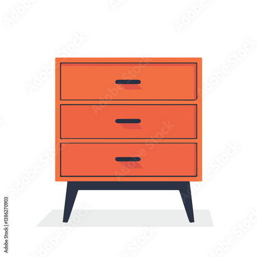 Flat vector cabinet with drawers, minimalist design, isolated on a white background.

