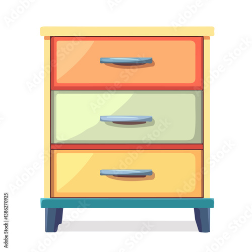 Flat vector cabinet with drawers, minimalist design, isolated on a white background.

