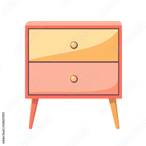 Flat vector cabinet with drawers, minimalist design, isolated on a white background.

