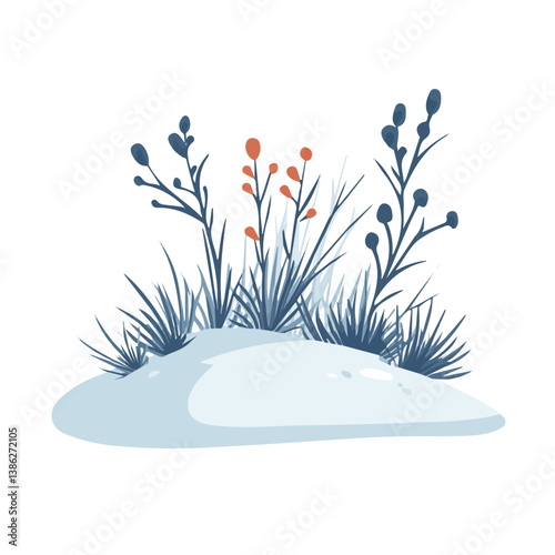Flat vector frosty heath, minimalist design, isolated on a white background.

