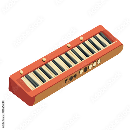 Flat vector harmonica, minimalist design, isolated on a white background.

