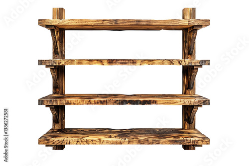 Space-Saving Wooden Bookshelf: Ideal for Small Rooms and Compact Living Isolated on Transparent Background