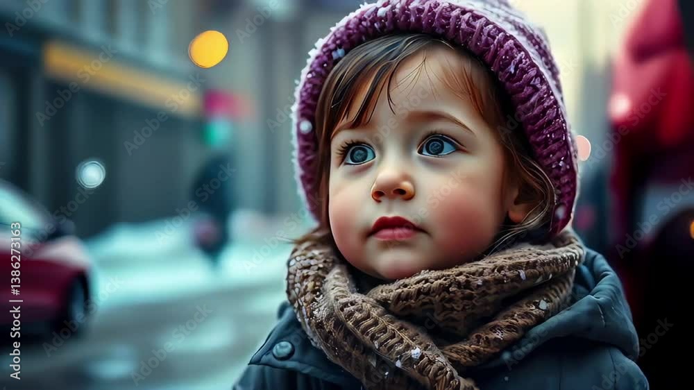 a girl rejoices at the snow, an evening sunset and a girl a girl rejoices at the snow, an evening sunset and a girl