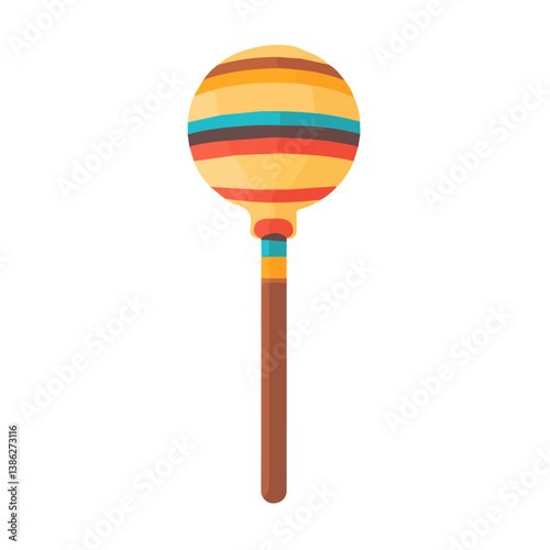 Flat vector maraca, minimalist design, isolated on a white background.

