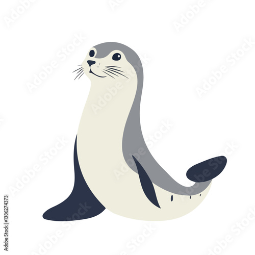 Flat vector selkie seal spirit, minimalist design, isolated on a white background.

