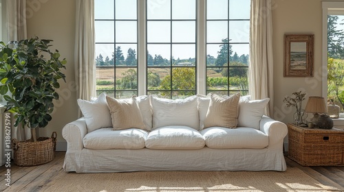 Wallpaper Mural Serene Living Room with Countryside View Torontodigital.ca